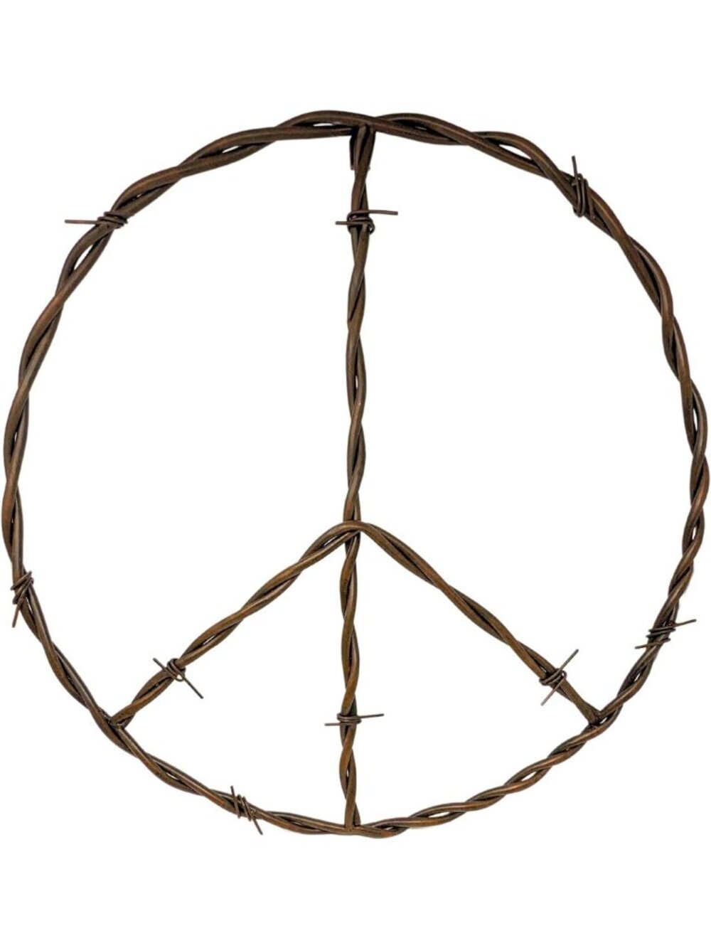 Rustic Large Copper-Finish Entwined Iron Peace Sign Decor - Perfect Gift Idea